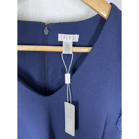 Spense Lace Detail Sheath Dress Size 4 Deep Denim Navy - Picture 2 of 5